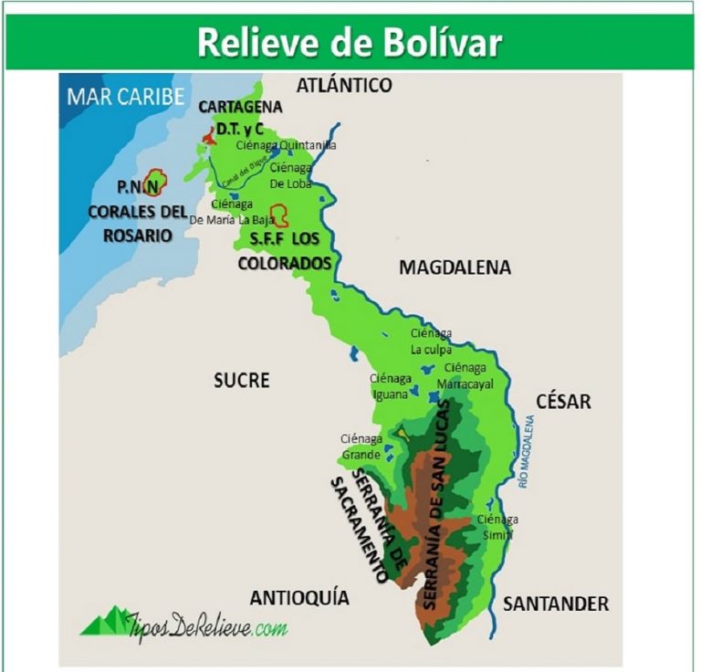 mapa del relieve de bolivar